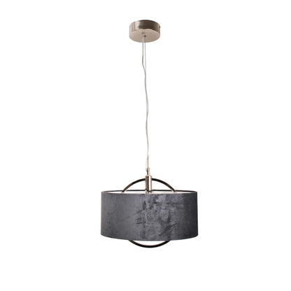 Lodato LED Warm White Polished Nickel Pendant Ceiling Light with Grey Velour Shade