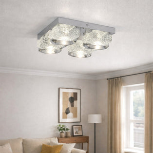 Liana Polished Chrome Square LED Flush Ceiling Light