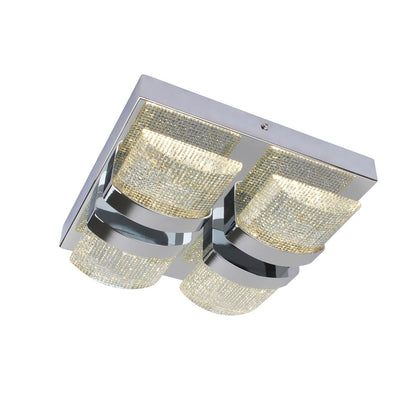 Liana LED 4 Light Panel Flush Fitting Warm White LED Polished Chrome Flush Ceiling Light