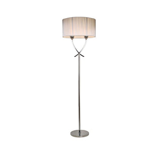 Justina 2 Light Polished Chrome Floor Lamp with Silver Thread Shade