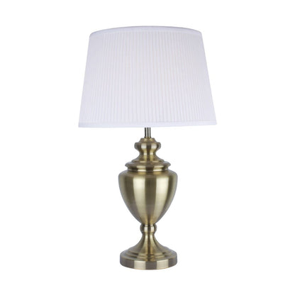 Giona Large Urn Lamp Antique Brass 1 Light Table Lamp with Ivory Shade