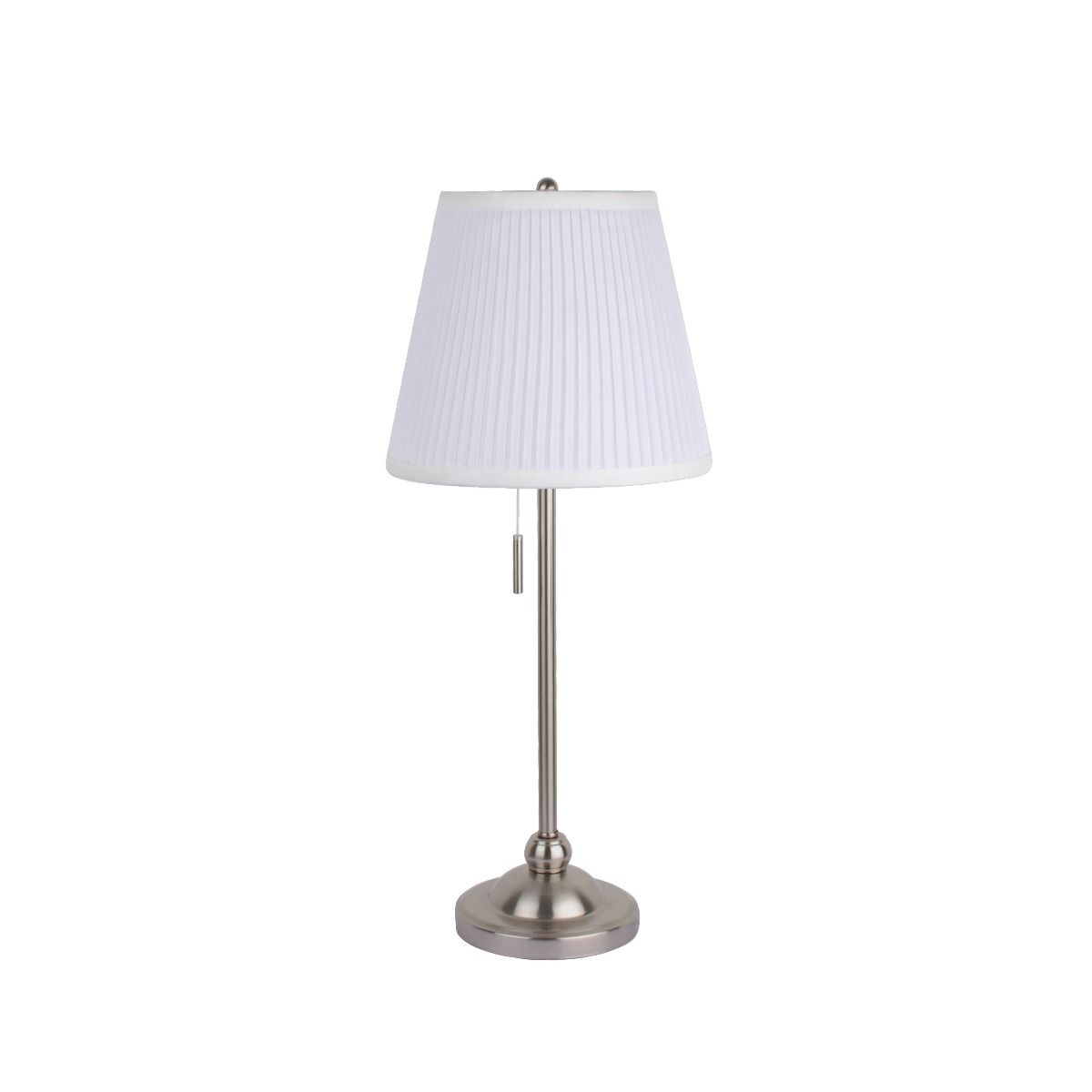Ilsa Pull Switch Table Lamp Satin Nickel Table Lamp with Ivory Shade