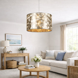 Elin Gold and Silver Textured Cylinder Shade