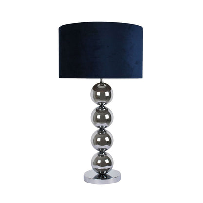 Aila Metal Sphere Lamp Chrome Table Lamp with Navy Shade