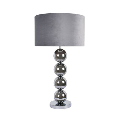 Aila Metal Sphere Lamp Polished Chrome Table Lamp with Grey Shade