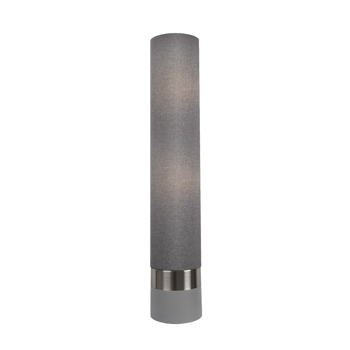 Yana 2 Tone Tower Floor Lamp Satin Nickel Floor Lamp with Grey Cotton Weave Shade