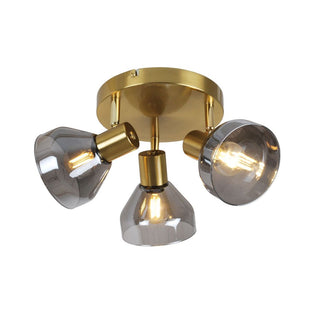 Fosco 3 Light Round Plate Spot Brushed Brass Ceiling Light