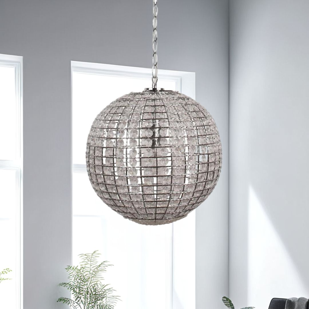 Giliola 1 Light Pendant Chrome and Clear Ceiling Light