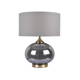 Acilia Antique Brass and Smoked Glass Table Lamp