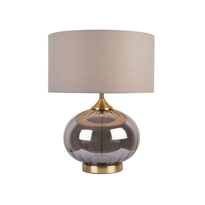 Acilia 1 Light Antique Brass and Smoked Glass Fluted Table Lamp