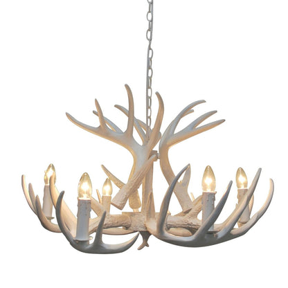Brodick 6 Light White Antler Ceiling Pendant