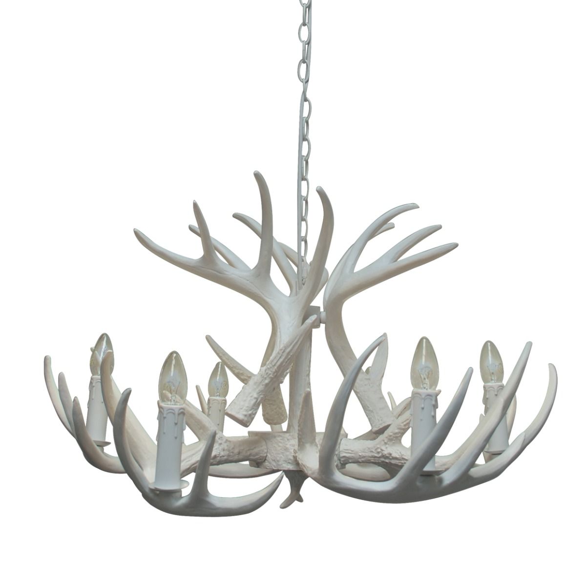 Brodick 6 Light White Antler Ceiling Pendant