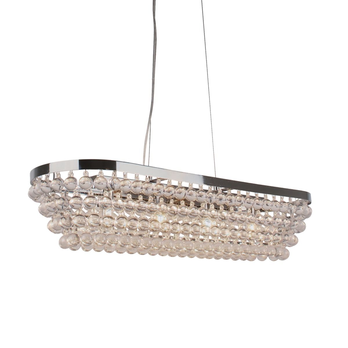 Susanna 4 Light Polished Chrome & Jewel Bead Linear Ceiling Pendant