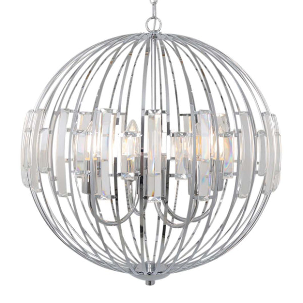 Noemi Polished Chrome & Crystal Ceiling Pendant