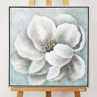 Magnolia Canvas With Silver Frame 60x60cm