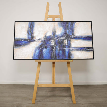 Abstract Blue Canvas With Black Frame 60x120cm