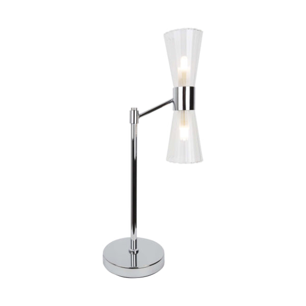 Herrera 2 Light Polished Chrome and Glass Table Lamp