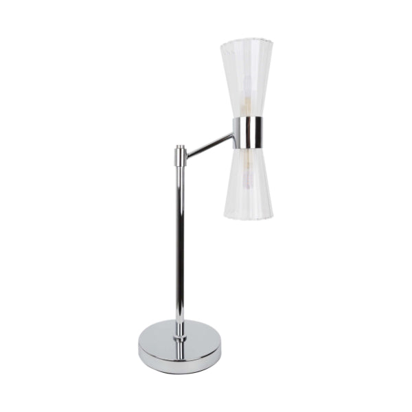 Herrera 2 Light Polished Chrome and Glass Table Lamp
