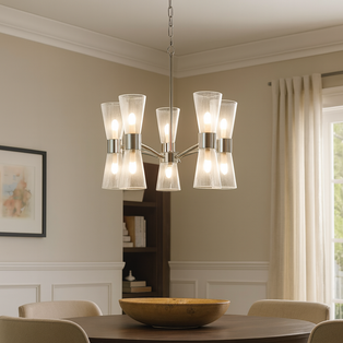 HERRERA 10 LIGHT POLISHED CHROME PENDANT CEILING LIGHT