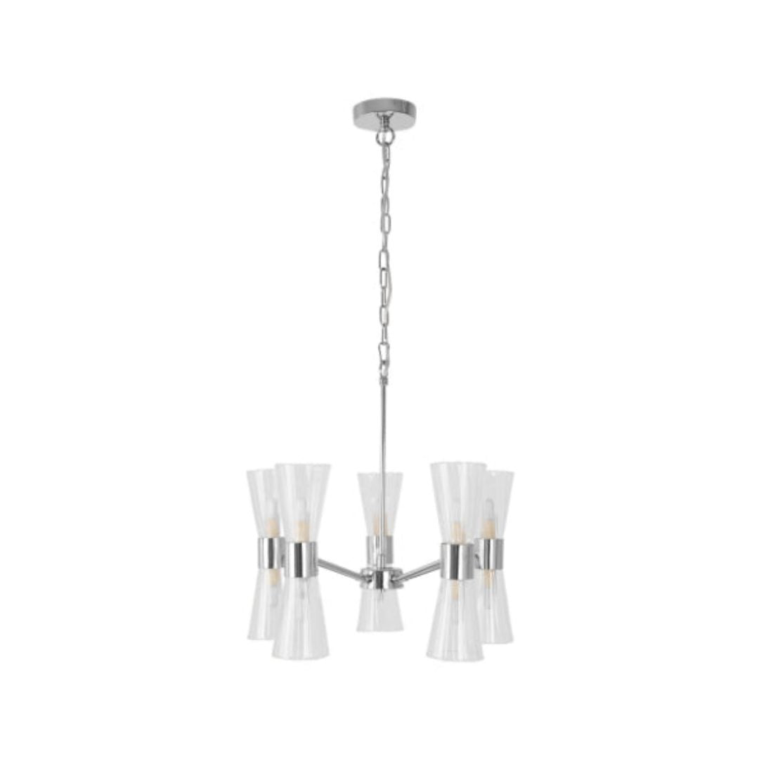 HERRERA 10 LIGHT POLISHED CHROME PENDANT CEILING LIGHT