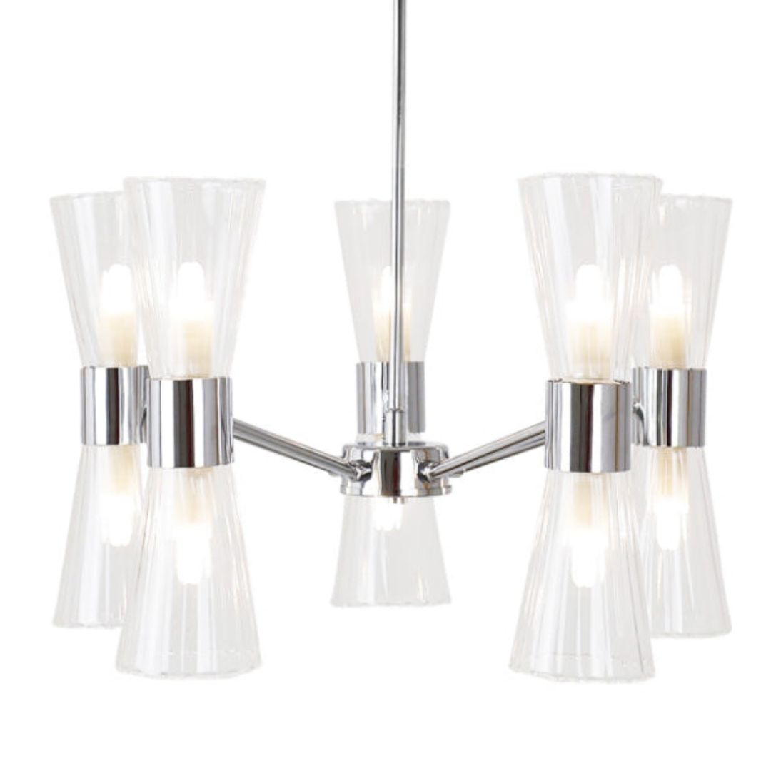 HERRERA 10 LIGHT POLISHED CHROME PENDANT CEILING LIGHT