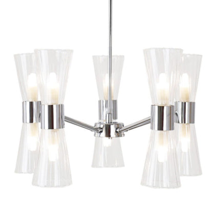 HERRERA 10 LIGHT POLISHED CHROME PENDANT CEILING LIGHT