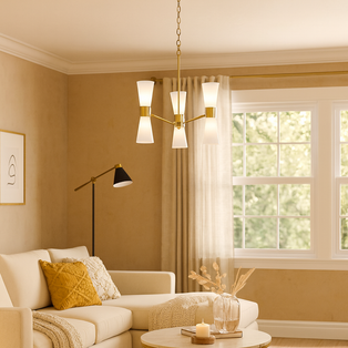 HERRERA 6 LIGHT GOLD PENDANT CEILING LIGHT