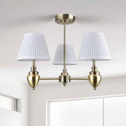 Giona Antique Brass & White Semi Flush 3 Light