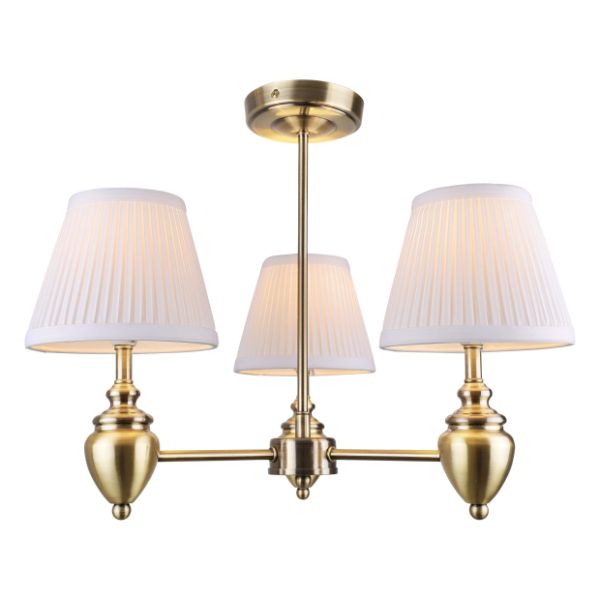Giona Antique Brass & White Semi Flush 3 Light