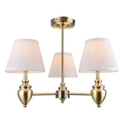 Giona Antique Brass & White Semi Flush 3 Light