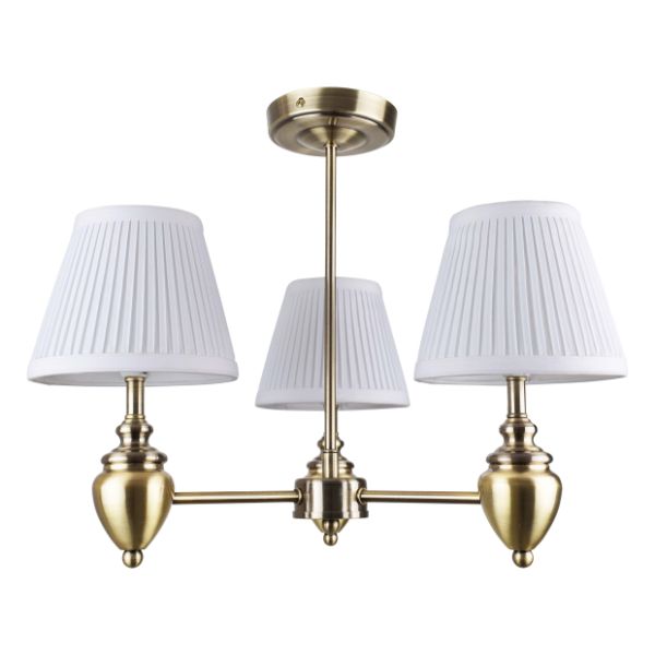Giona Antique Brass & White Semi Flush 3 Light