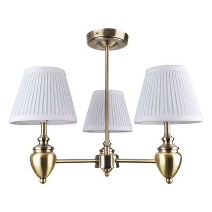 Giona Antique Brass & White Semi Flush 3 Light