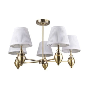 Giona Antique Brass & White Semi Flush 5 Light