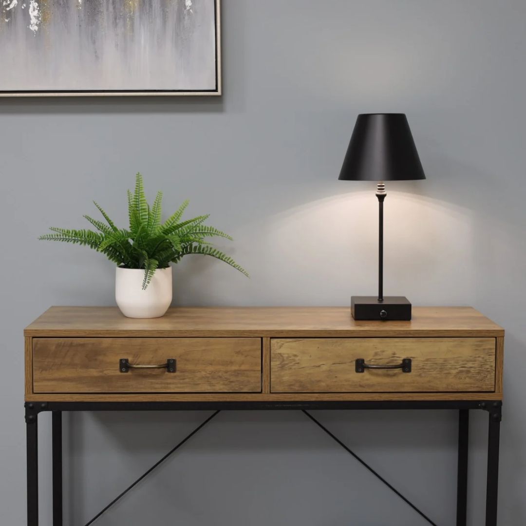 Lustre Black LED Rechargeable Table Lamp