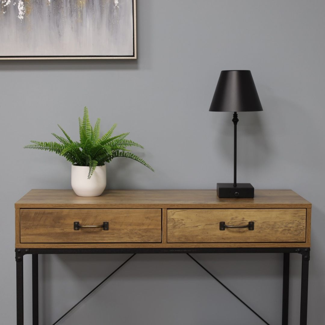 Lustre Black LED Rechargeable Table Lamp