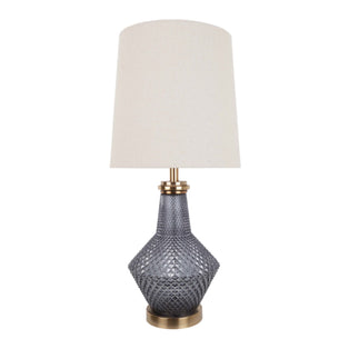 LIA 1 LIGHT ANTIQUE BRASS AND TEXTURED GLASS TABLE LAMP