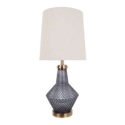 LIA 1 LIGHT ANTIQUE BRASS AND TEXTURED GLASS TABLE LAMP