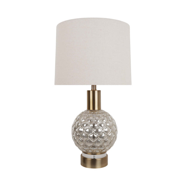 ONA 1 LIGHT ANTIQUE BRASS AND TEXTURED GLASS TABLE LAMP