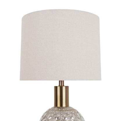 ONA 1 LIGHT ANTIQUE BRASS AND TEXTURED GLASS TABLE LAMP