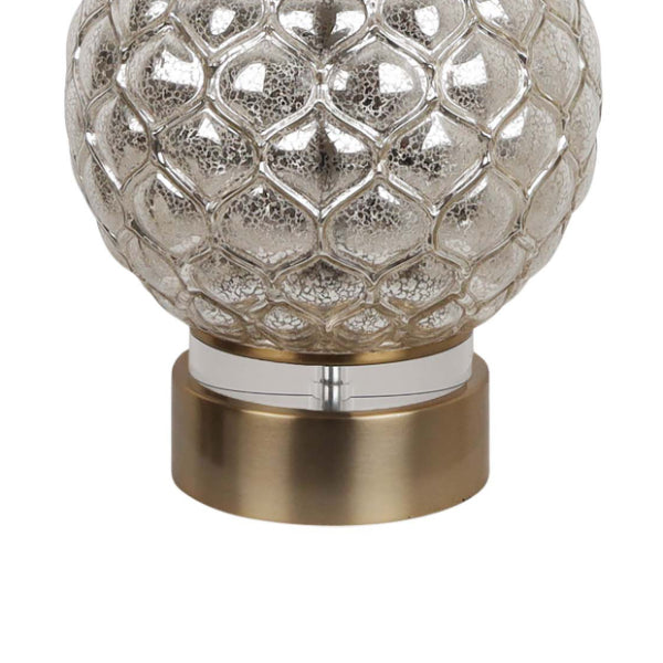 ONA 1 LIGHT ANTIQUE BRASS AND TEXTURED GLASS TABLE LAMP