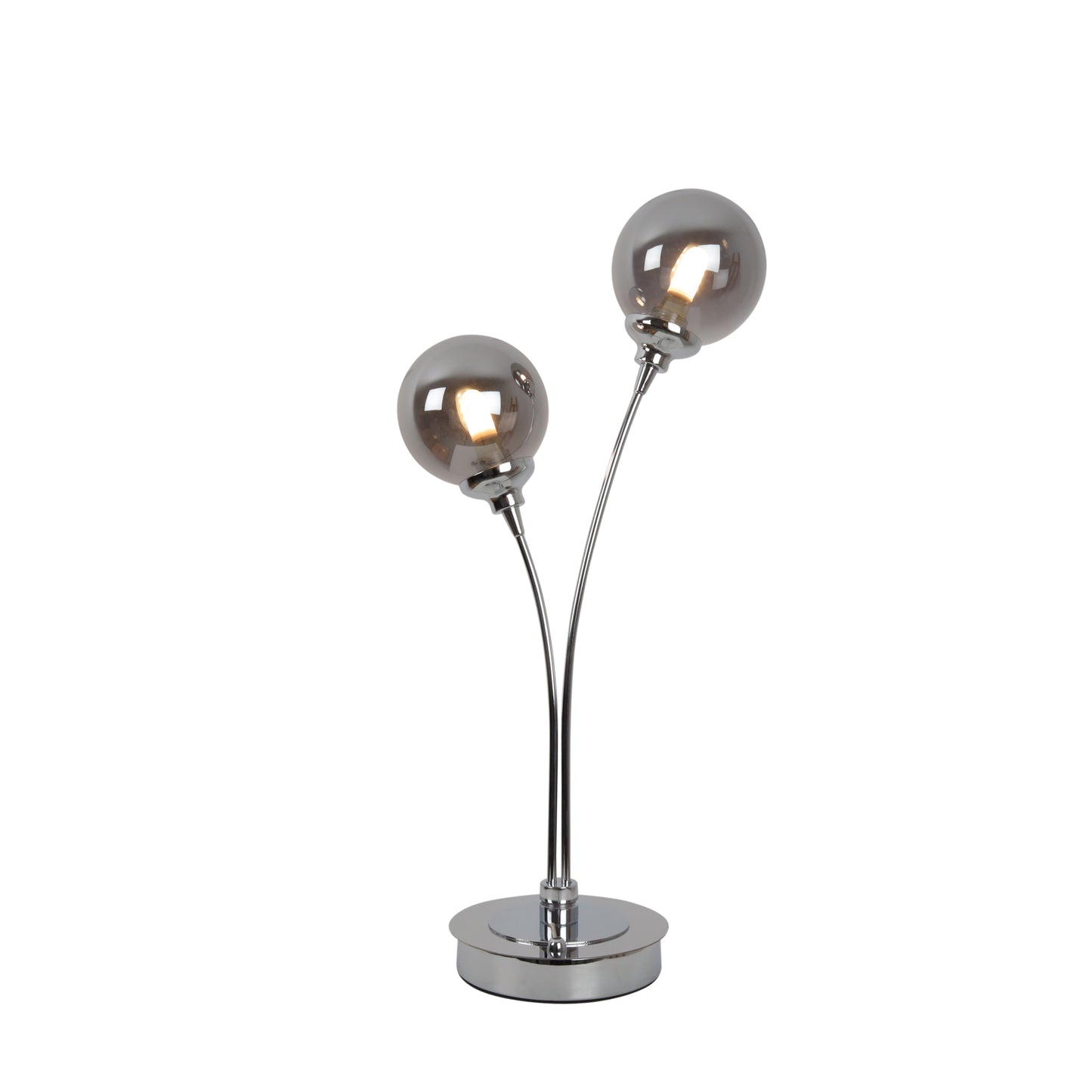 Bungo 2 Light Polished Chrome & Smoked Glass Table Lamp