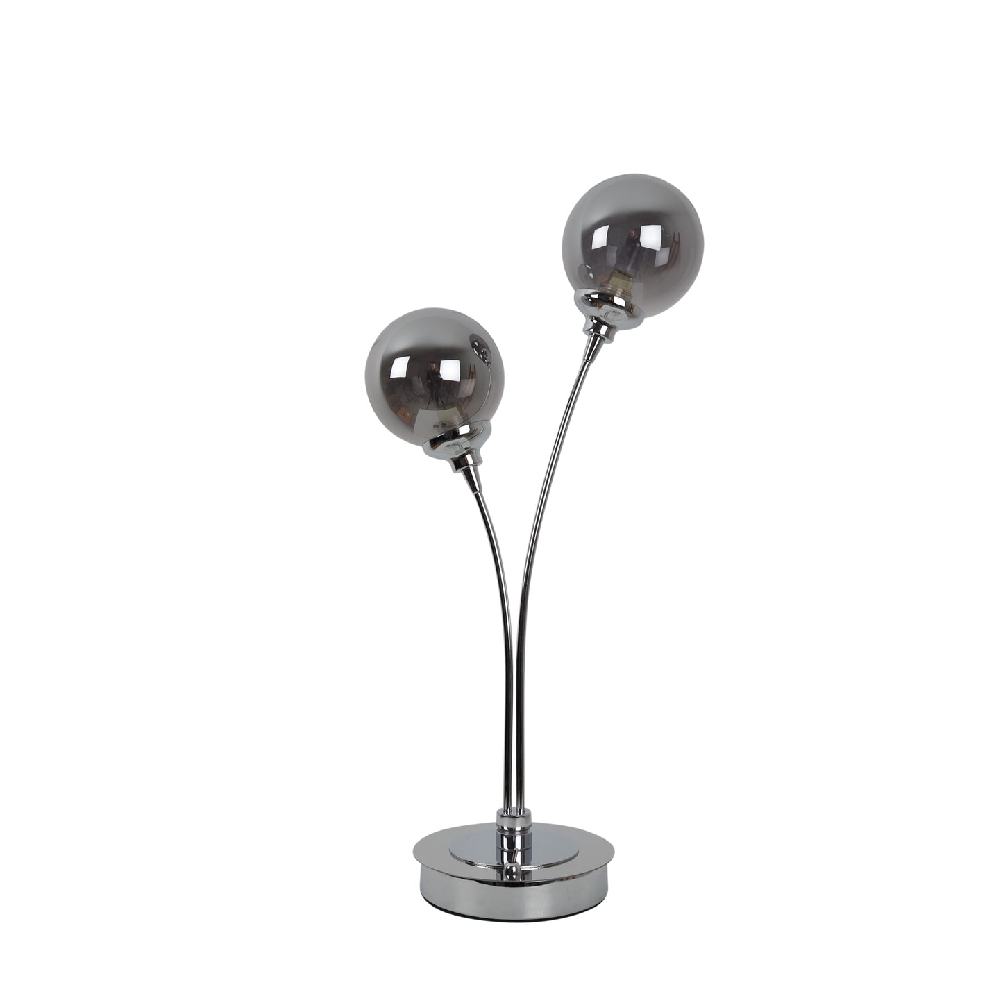 Bungo 2 Light Polished Chrome & Smoked Glass Table Lamp
