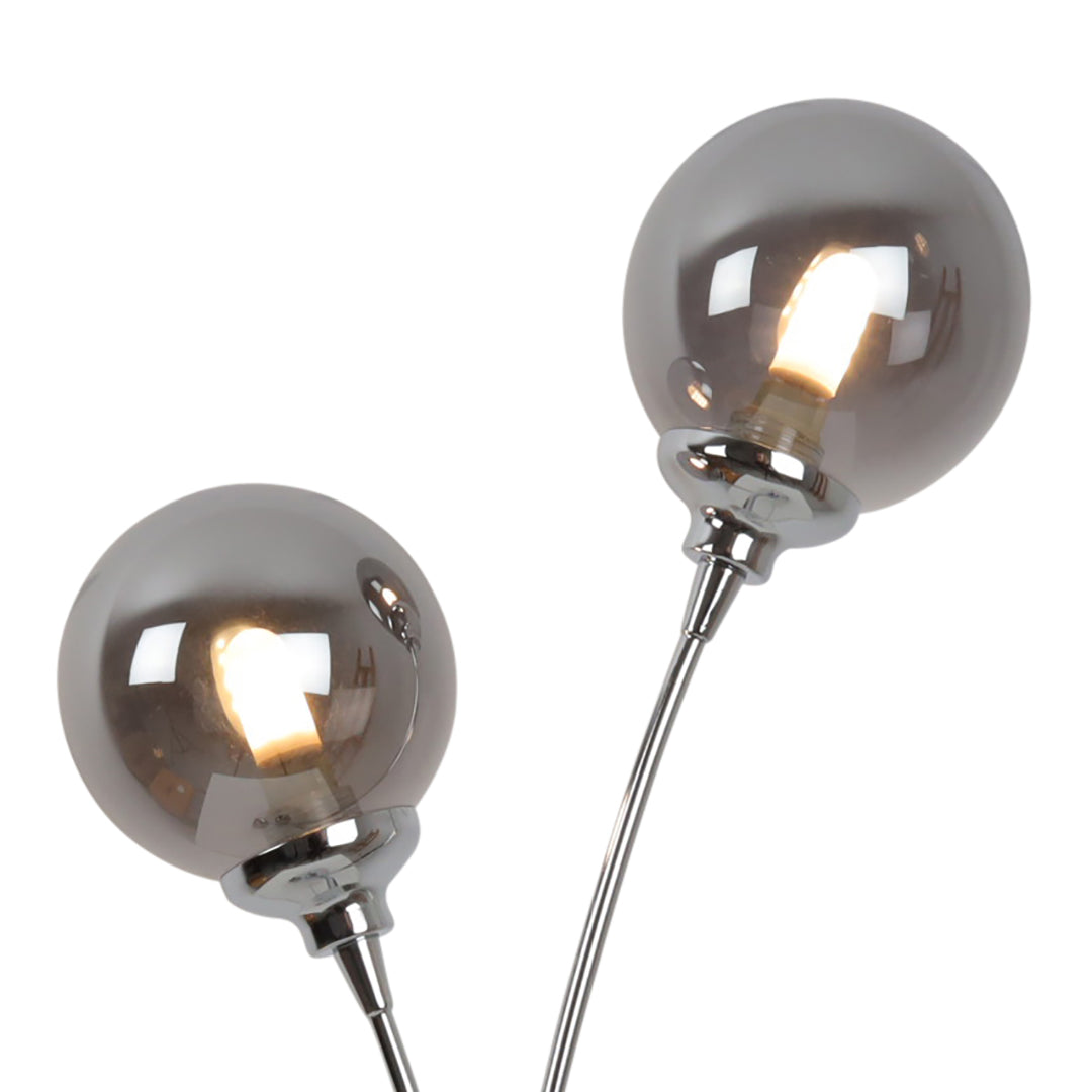 Bungo 2 Light Polished Chrome & Smoked Glass Table Lamp