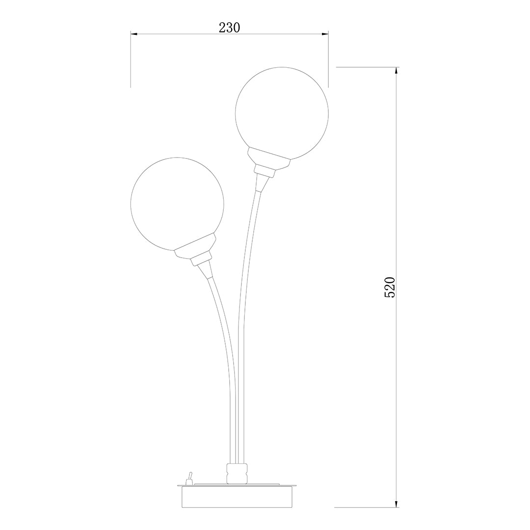 Bungo 2 Light Polished Chrome & Smoked Glass Table Lamp