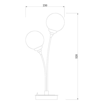 Bungo 2 Light Polished Chrome & Smoked Glass Table Lamp