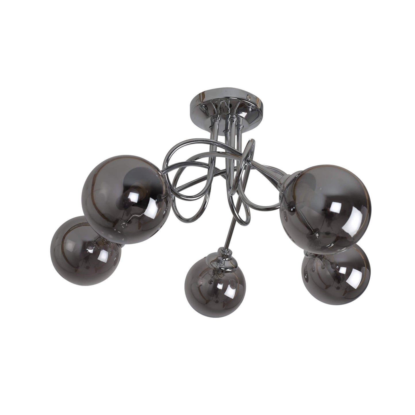 Bungo 5 Light Polished Chrome & Smoked Glass Semi Flush Ceiling Light