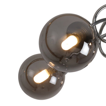 Bungo 5 Light Polish Chrome Ceiling Light with Blown Glass Shades in Chromed Smoke