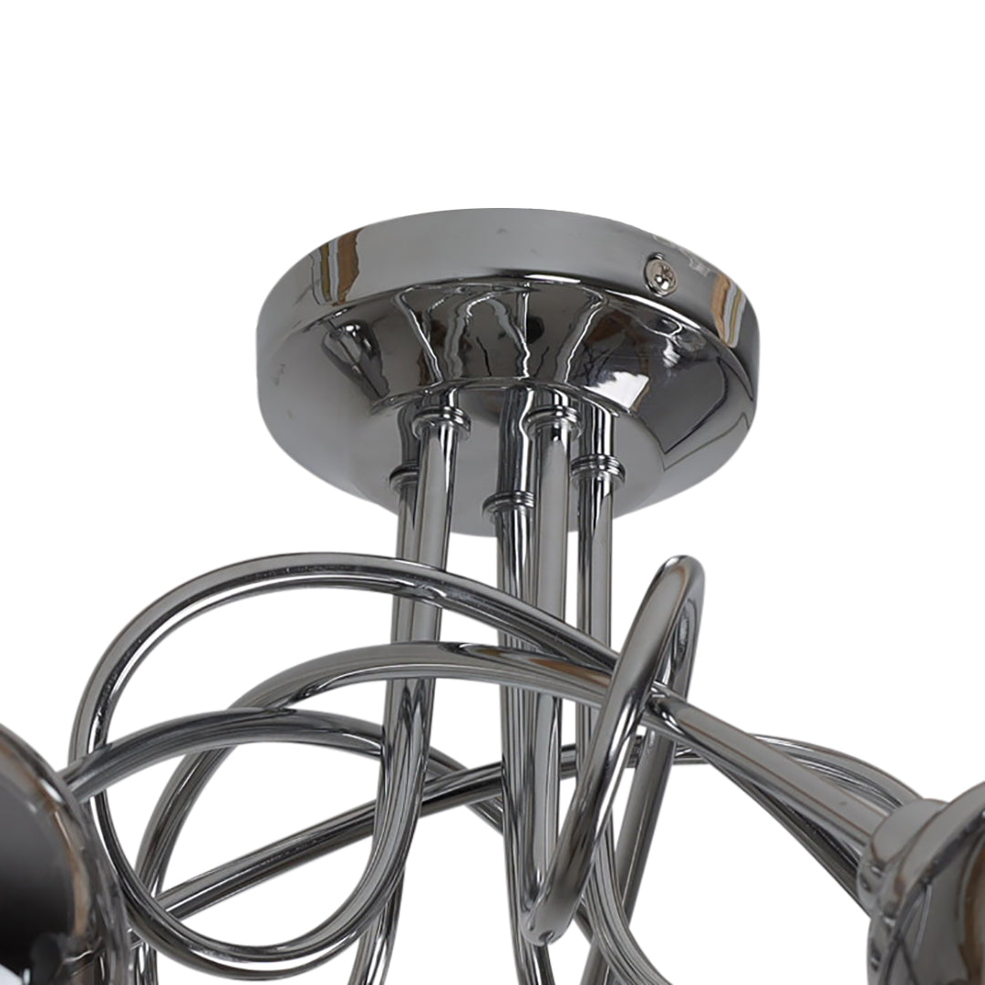 Bungo 5 Light Polished Chrome & Smoked Glass Semi Flush Ceiling Light