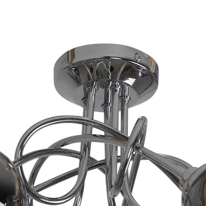 Bungo 5 Light Polished Chrome & Smoked Glass Semi Flush Ceiling Light