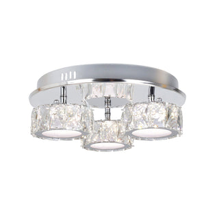 Dilan 3 Light Polished Chrome & Crystal LED Flush Ceiling Light